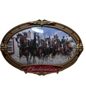 Vintage Budweiser Anheuser Busch Gold Clydesdale Bubble Sign 30"x24"x10"